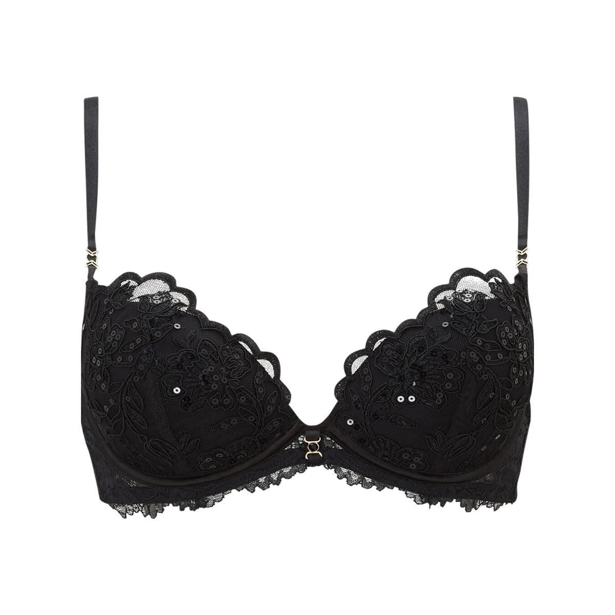 Womens Sequin Padded Plunge Adjustable Straps Bra