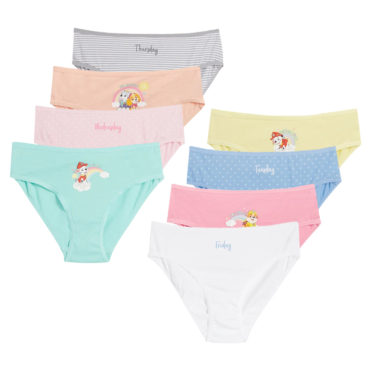 Pack of 5 Girls Breathable Soft Cotton Printed Briefs Underwear