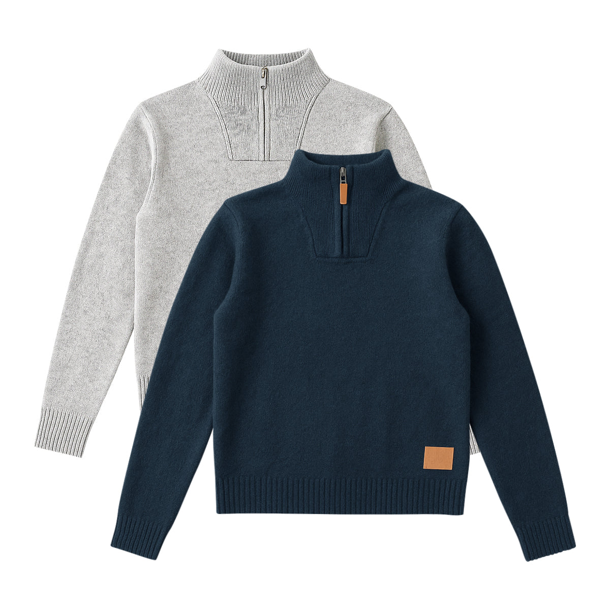 Boys Heather Knit Quarter Zip Winter Pullover Sweater