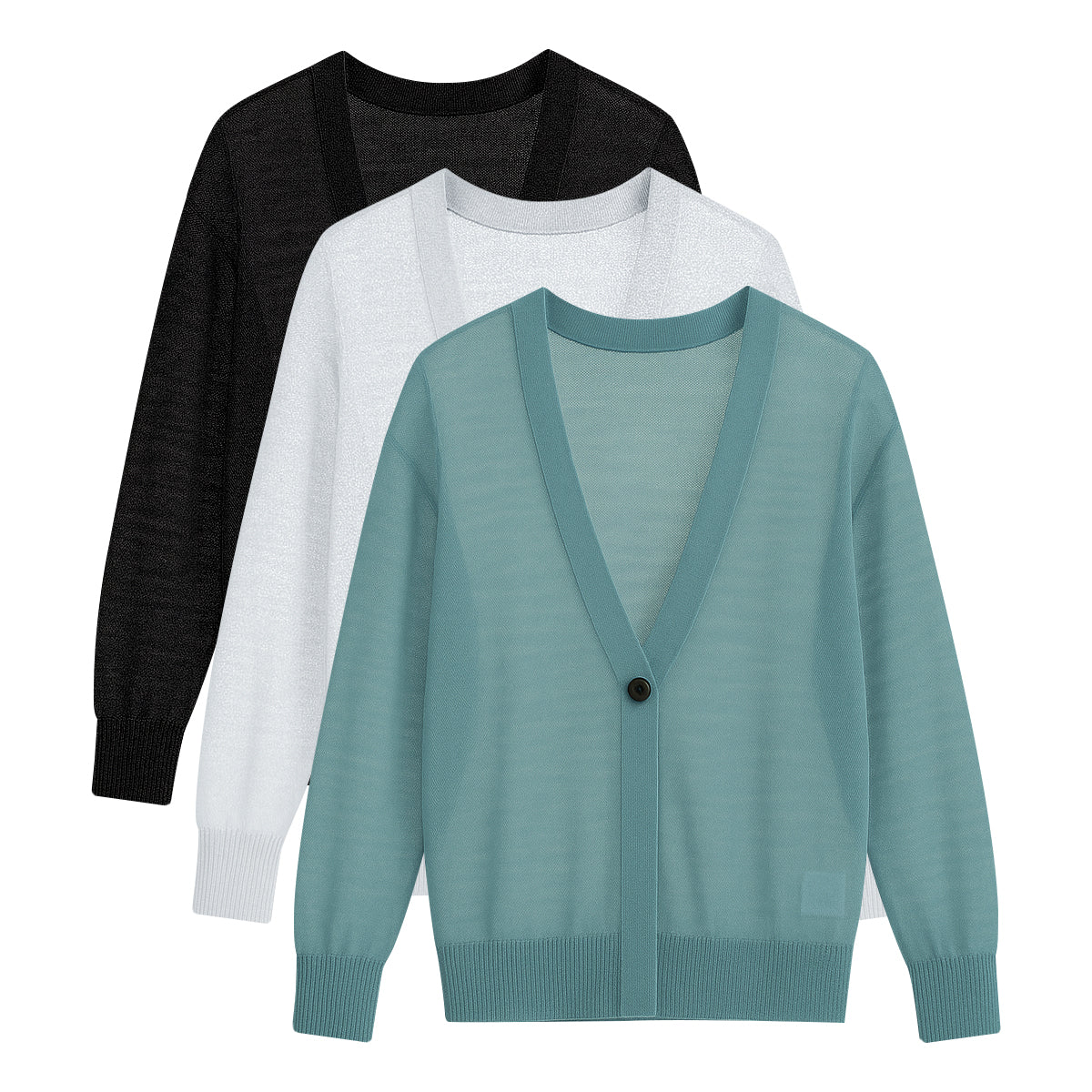 Womens Lightweight Sheer Knit V-Neck Cardigan