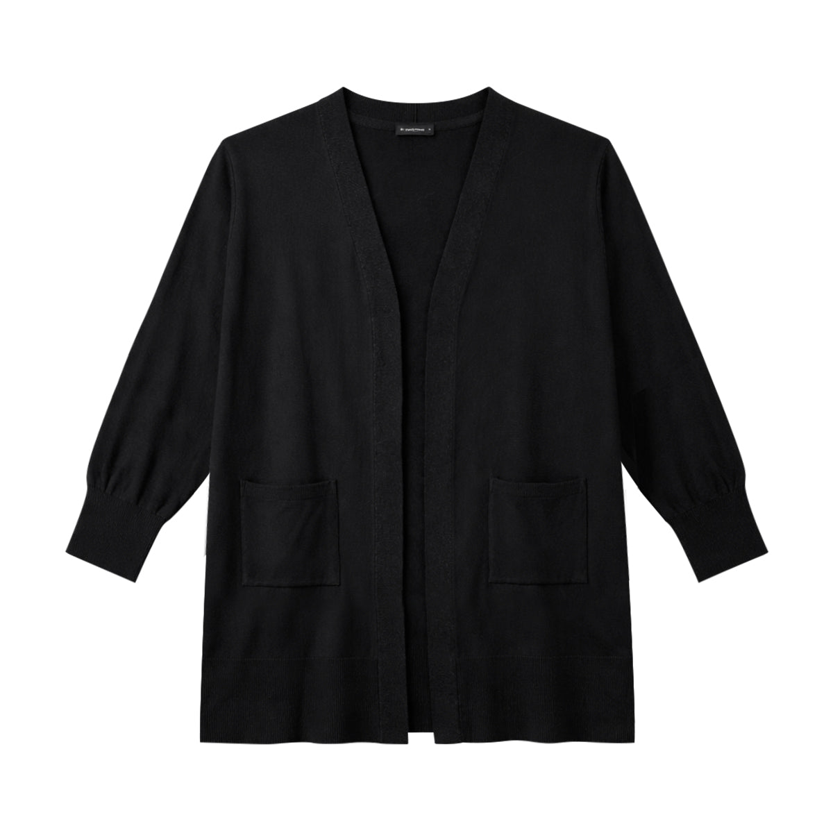 Womens Soft Knit Open-Front Long Sleeve Plus Size Cardigan with Pockets