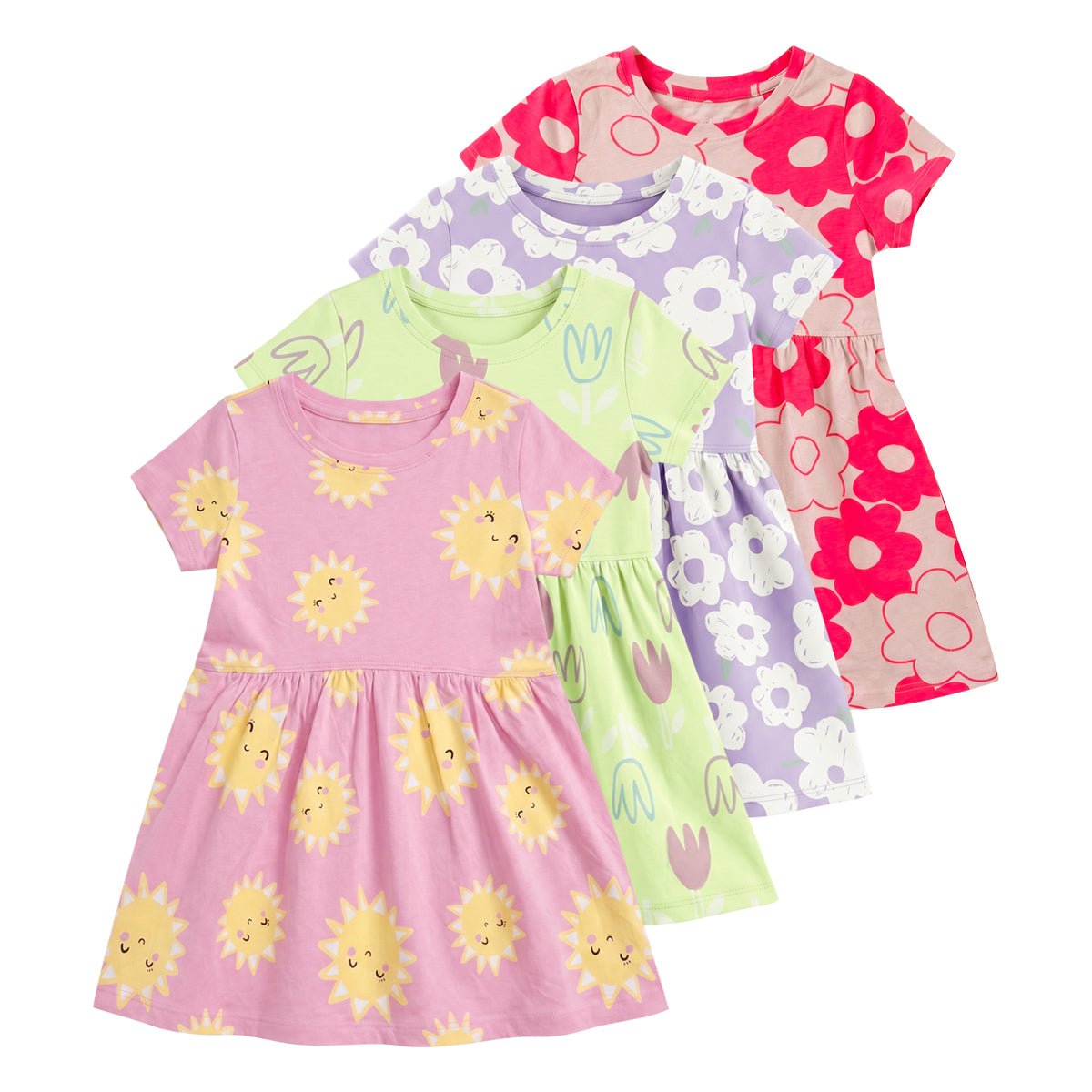 Girls Cotton Printed Short Sleeve Casual Frock Dress