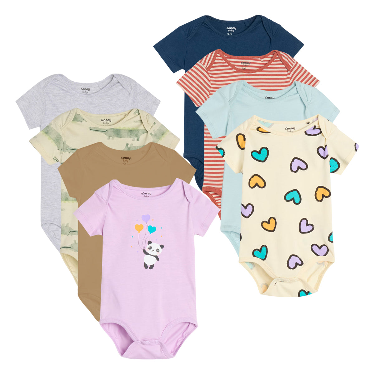 Pack of 5 Baby Short Sleeve Cotton Bodysuits Romper