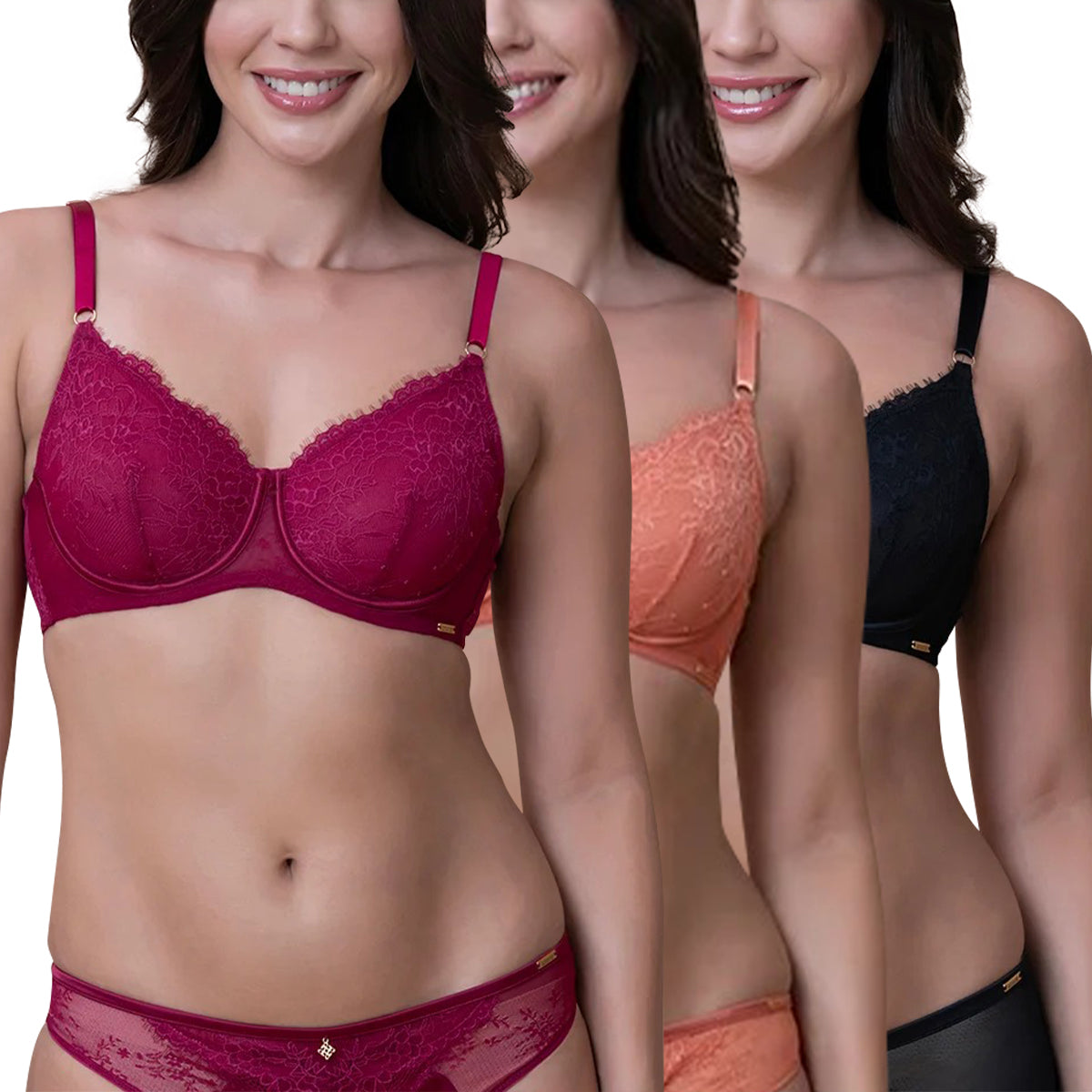 Women's Full Coverage Non-Padded Wired Floral Lace Bra