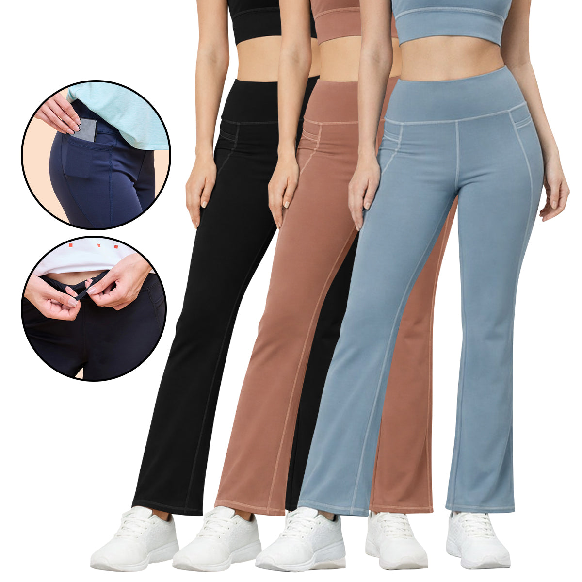 Womens High Waist Bootcut Yoga Pants with Pockets