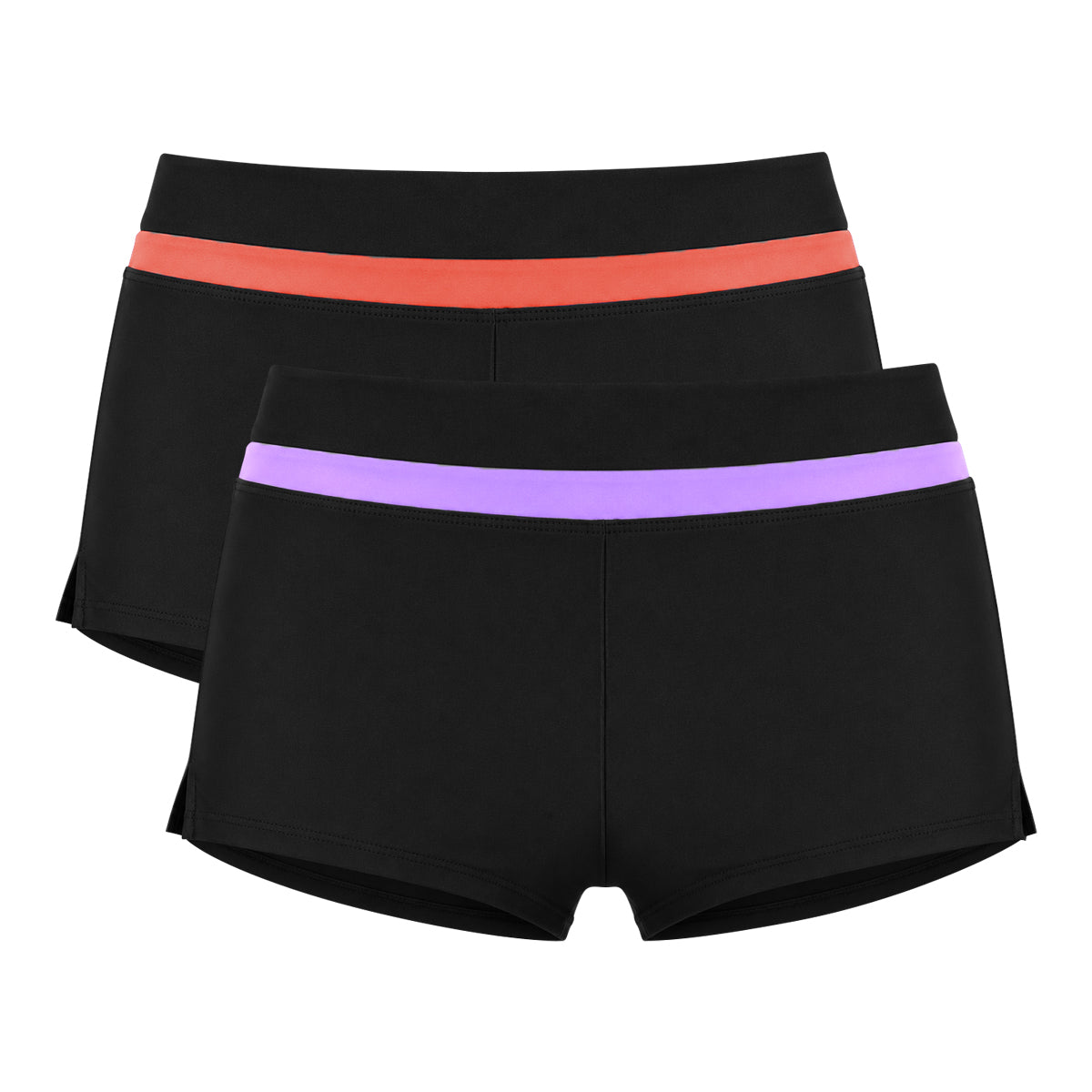 Womens Mid-Waist Swim Boyshorts with Inner Brief