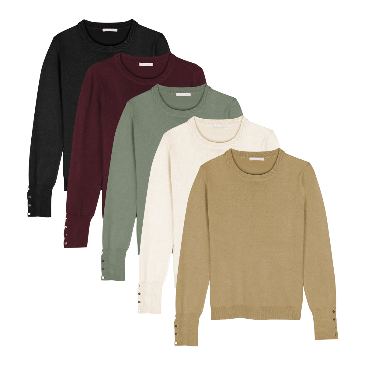 Womens Regular Fit Plain Knit Long Sleeve Sweater