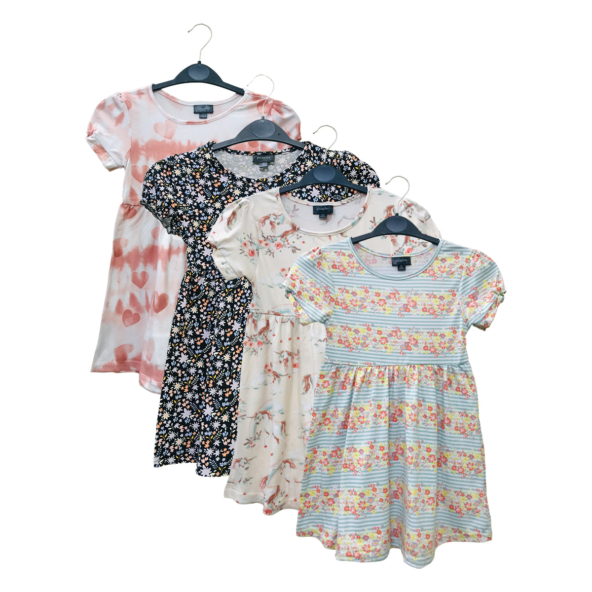Girls Round Neck Printed Casual Short Sleeve Frock