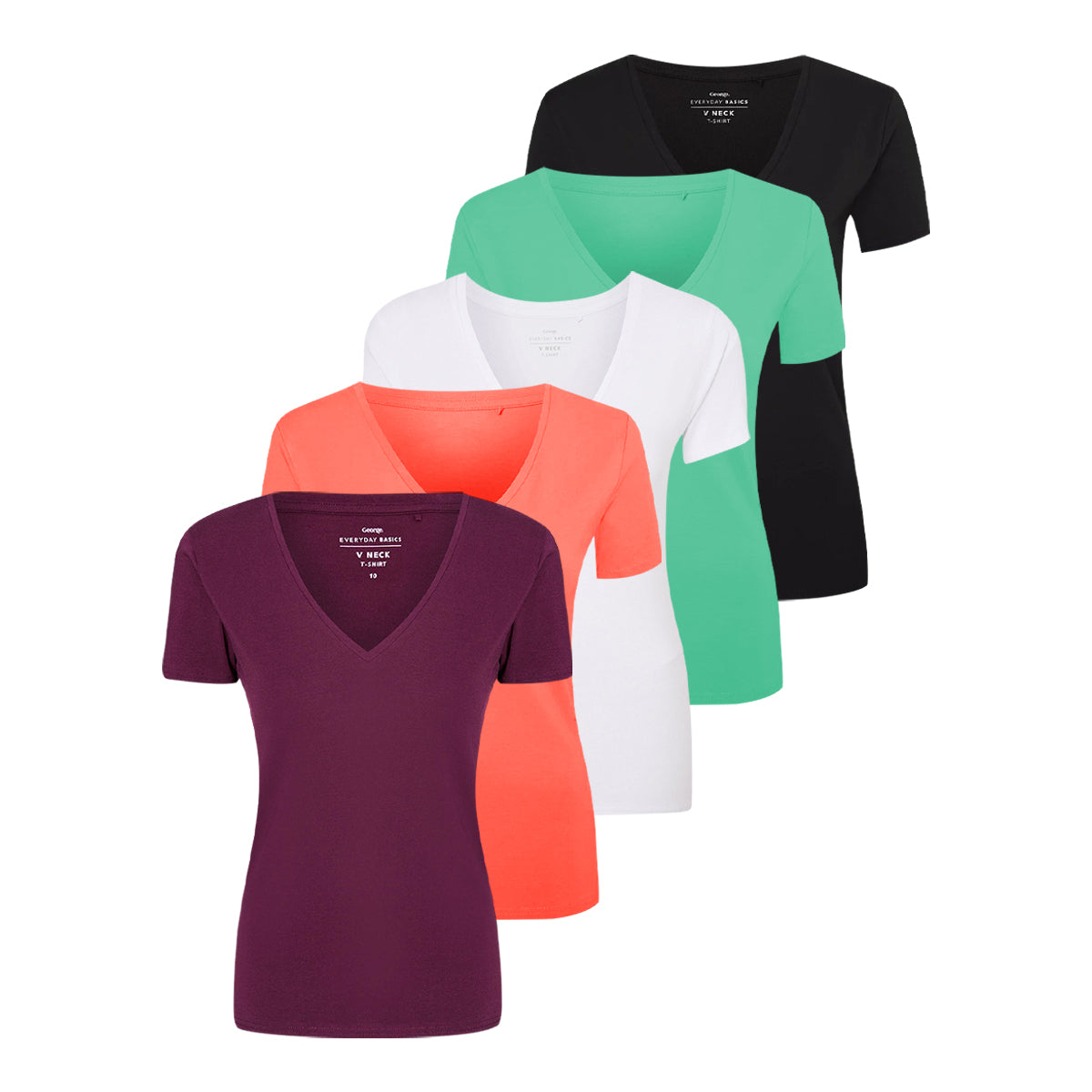 Womens V-Neck Short Sleeve Cotton Jersey T-Shirt