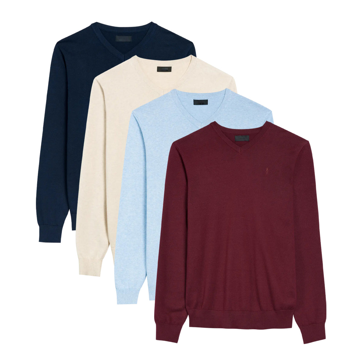 Mens Premium Cotton V-Neck Long Sleeve Knit Sweater