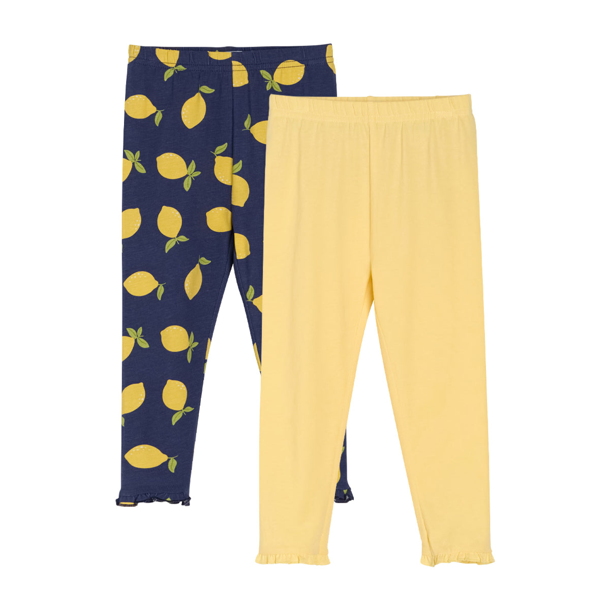 Pack of 2 Girls Cotton Stretch Leggings with Ruffle Hem