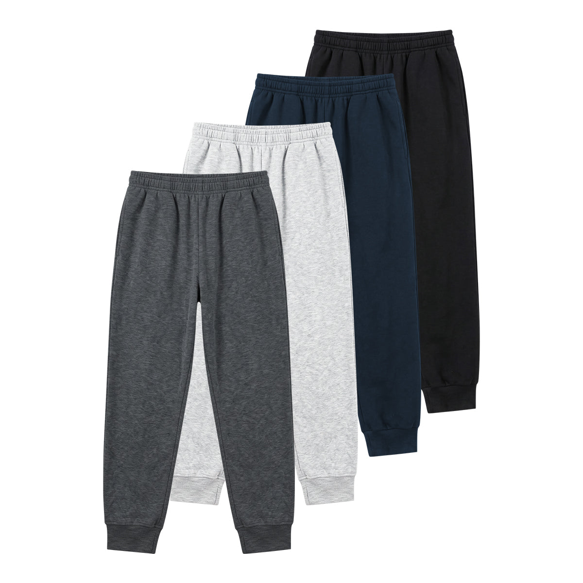 Men’s Elastic Waistband Fleece Jogger Pants With Side Pockets & Ankle Cuffs