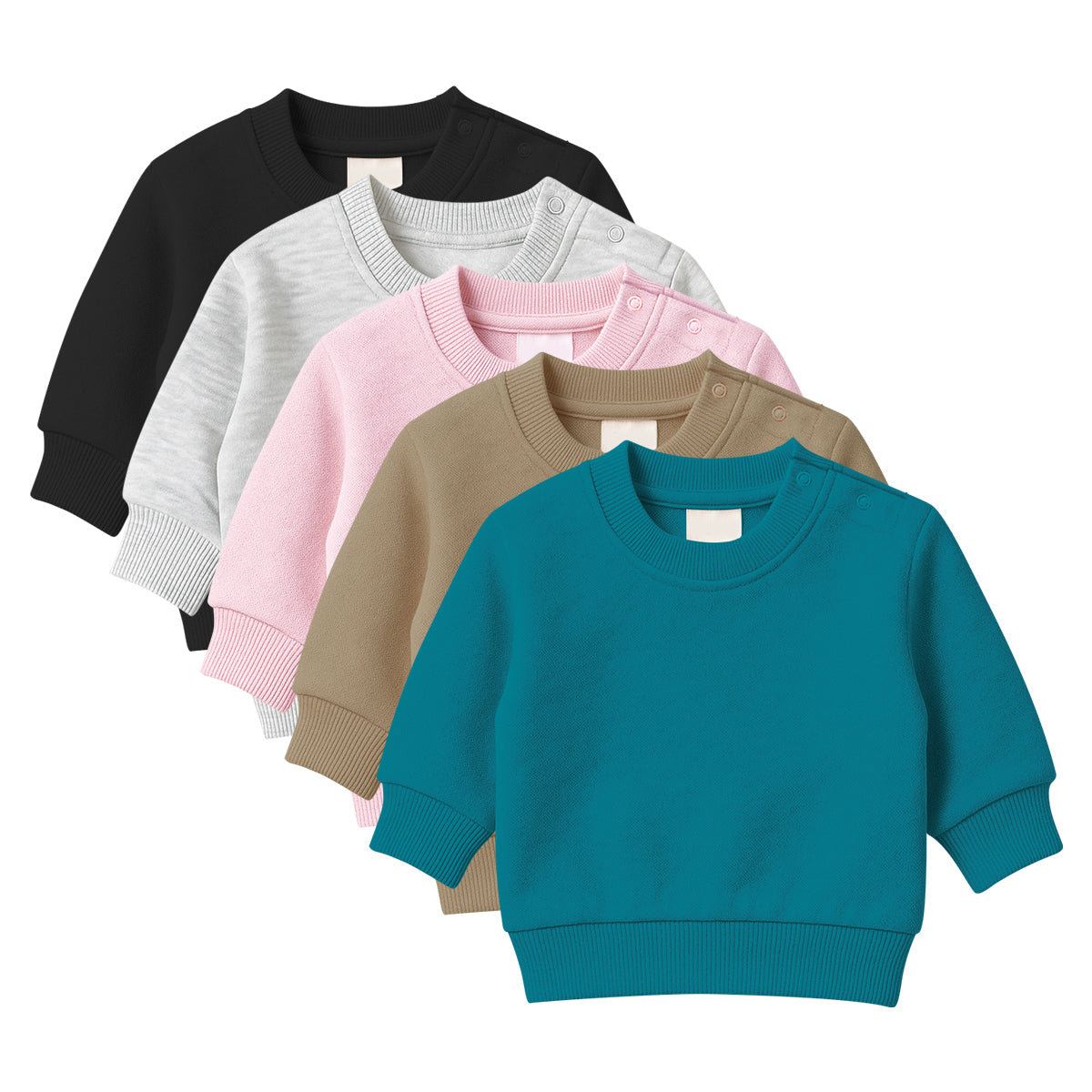 Baby Premium Soft Cotton Fleece Pullover Button Shoulder Sweatshirt