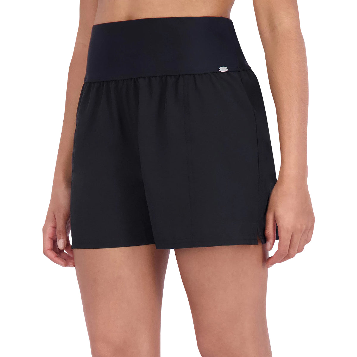 Womens High-Waisted Swim Shorts with Inner Brief