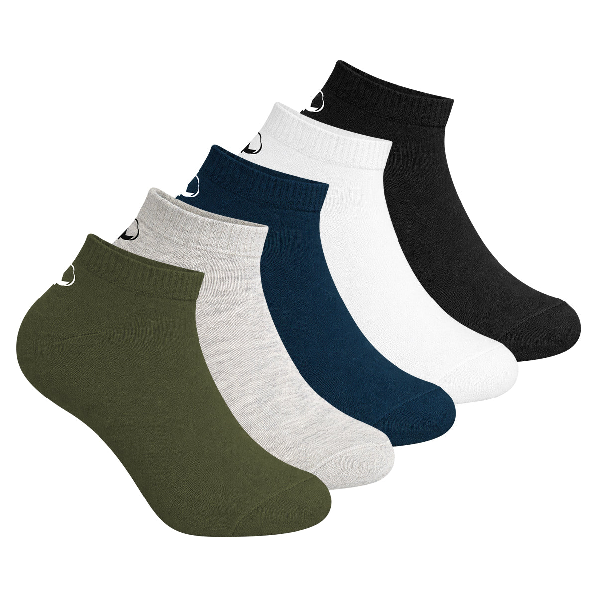 Pack of 5 Pair Mens Ankle Length Solid Color Sneakers Socks