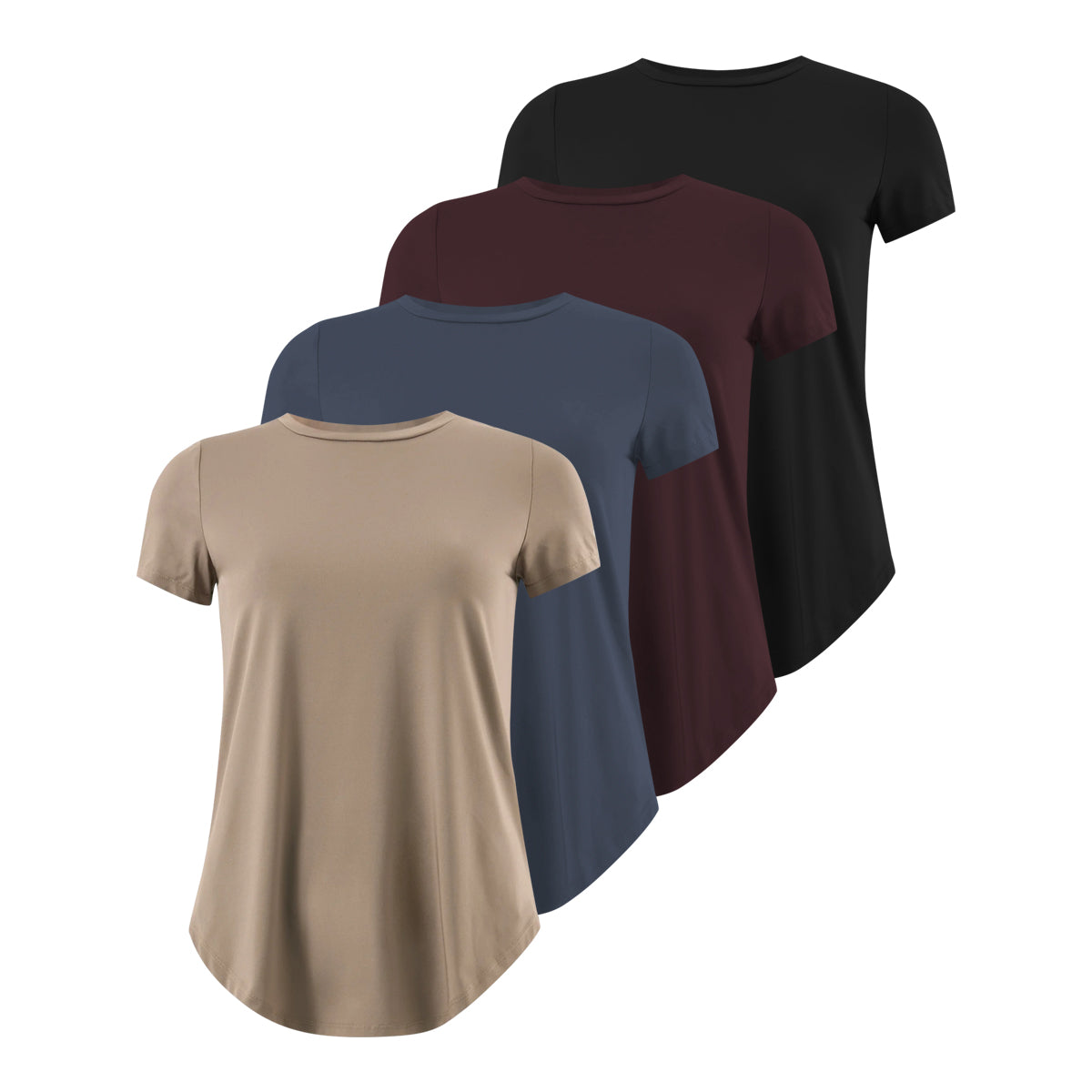 Womens Round Neck Breathable Stretch Activewear T-Shirt