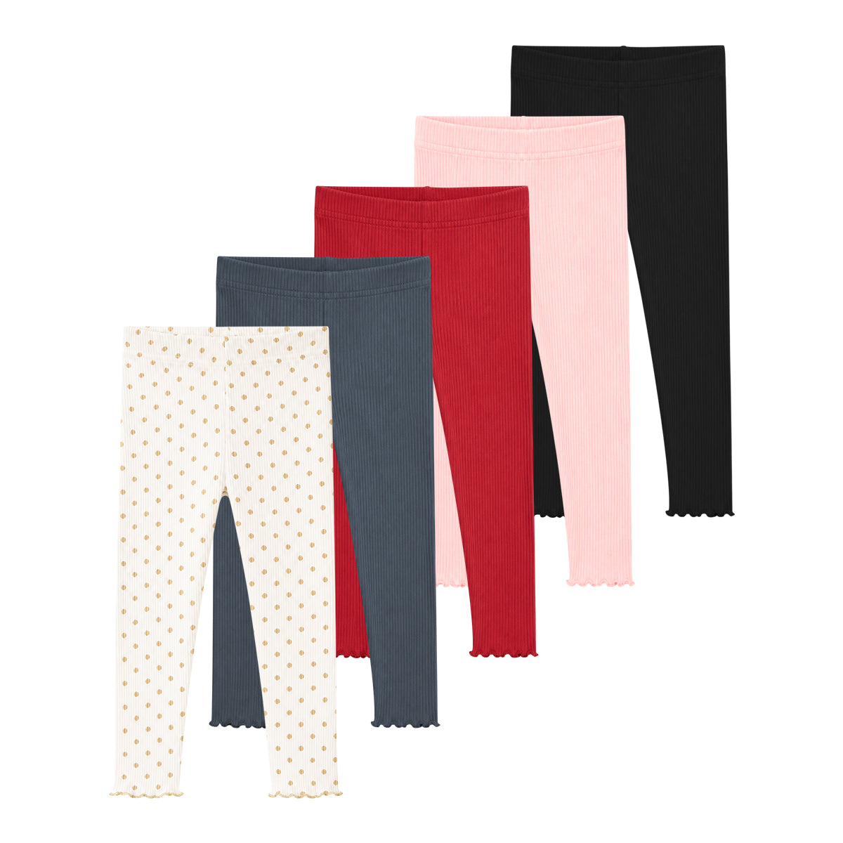 Girls Ribbed Soft Cotton Ruffle Hem Leggings