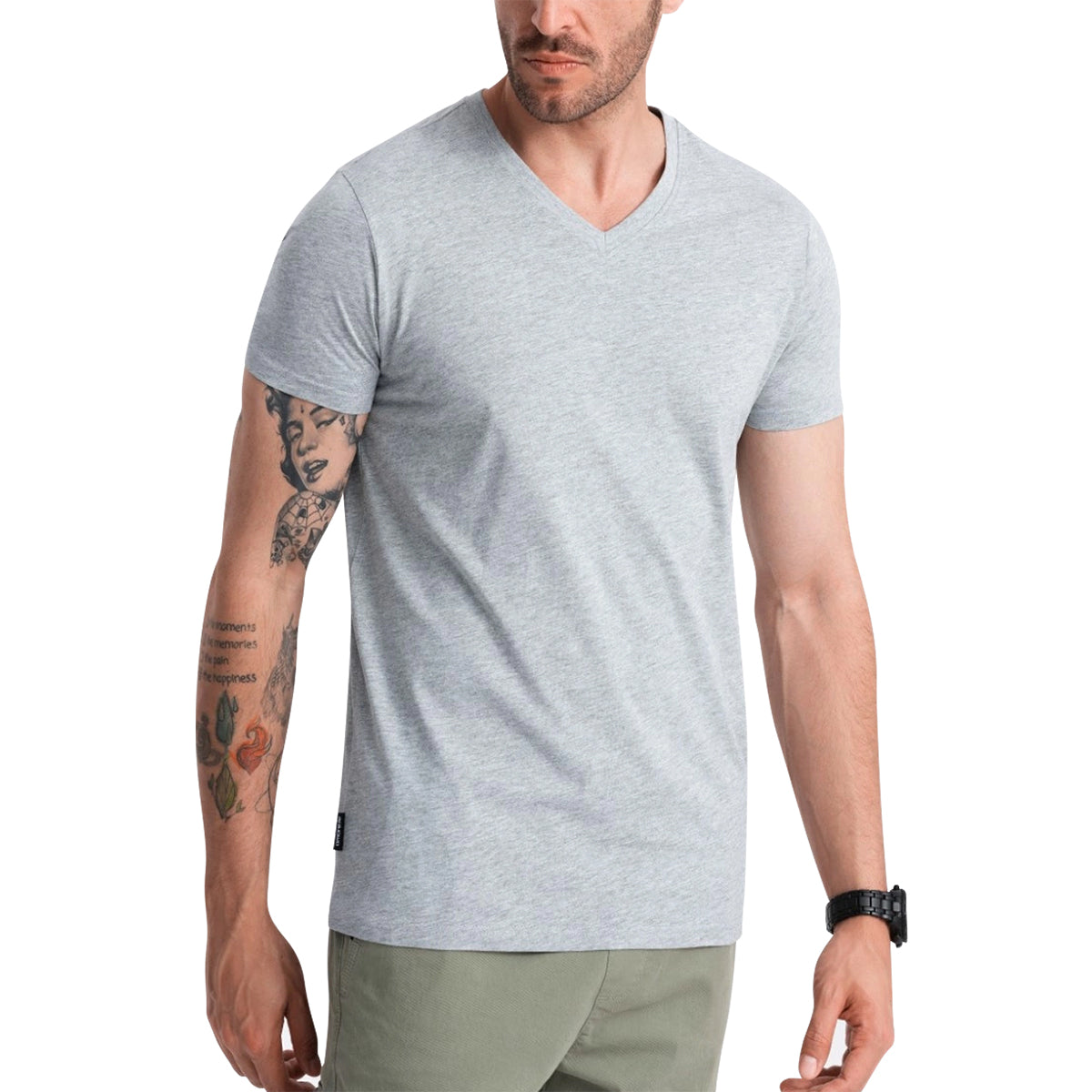 Men's Short Sleeve V-Neck Cotton T-Shirt