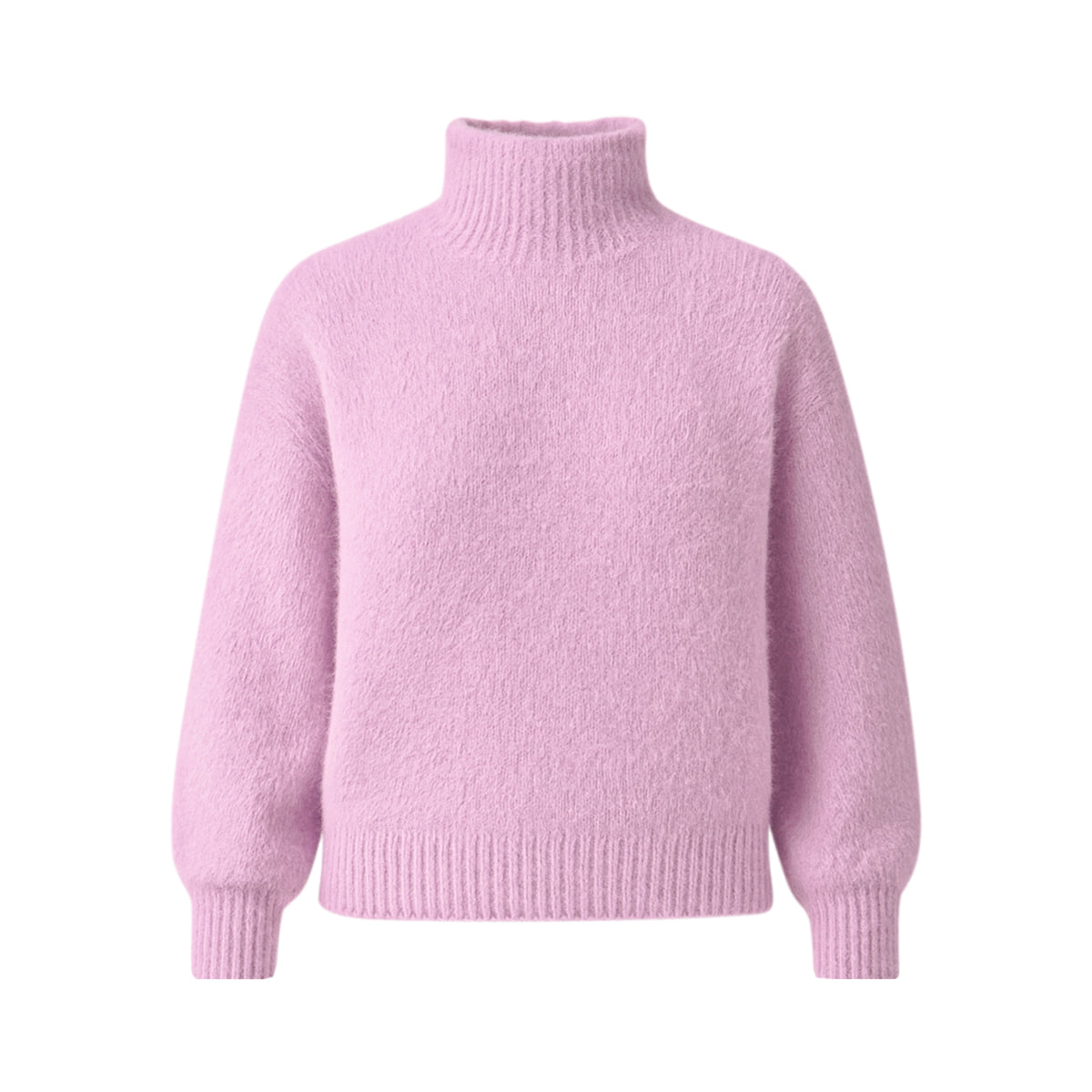 Womens Soft Fuzzy High Neck Pullover Sweater