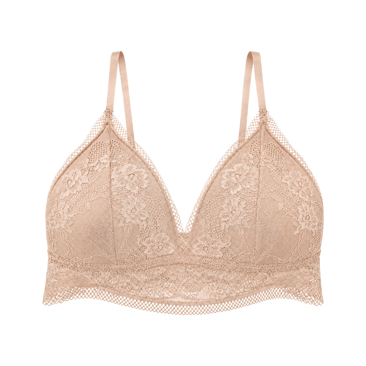 Womens Floral Lace Wire-Free Adjustable Straps Bra