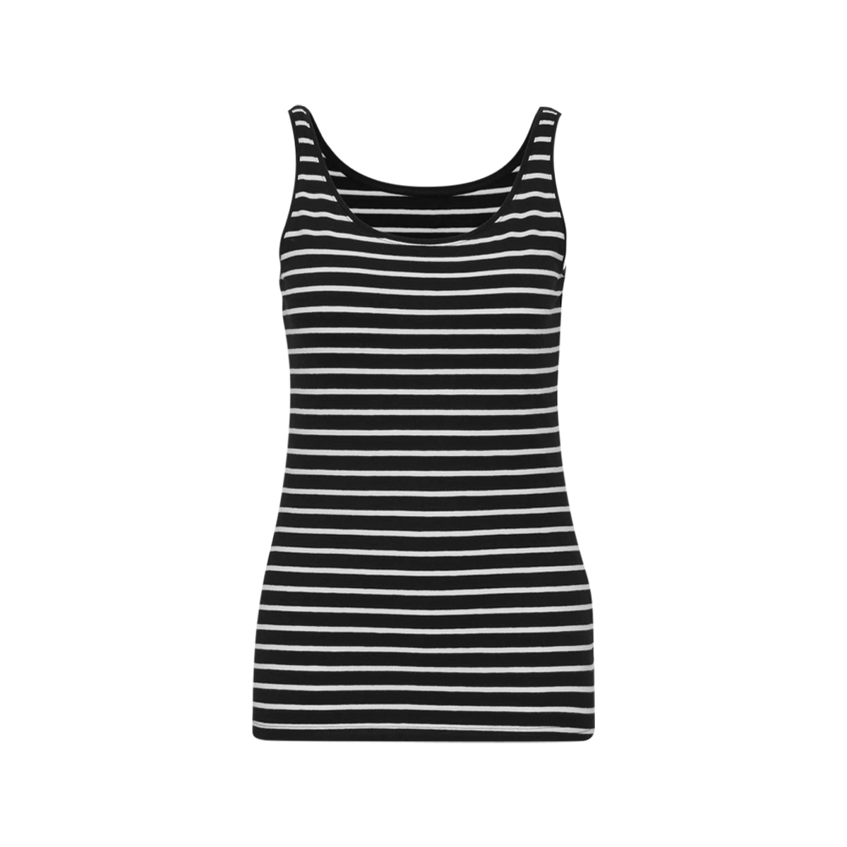 Womens Cotton Stretch Round Neck Striped Tank Top