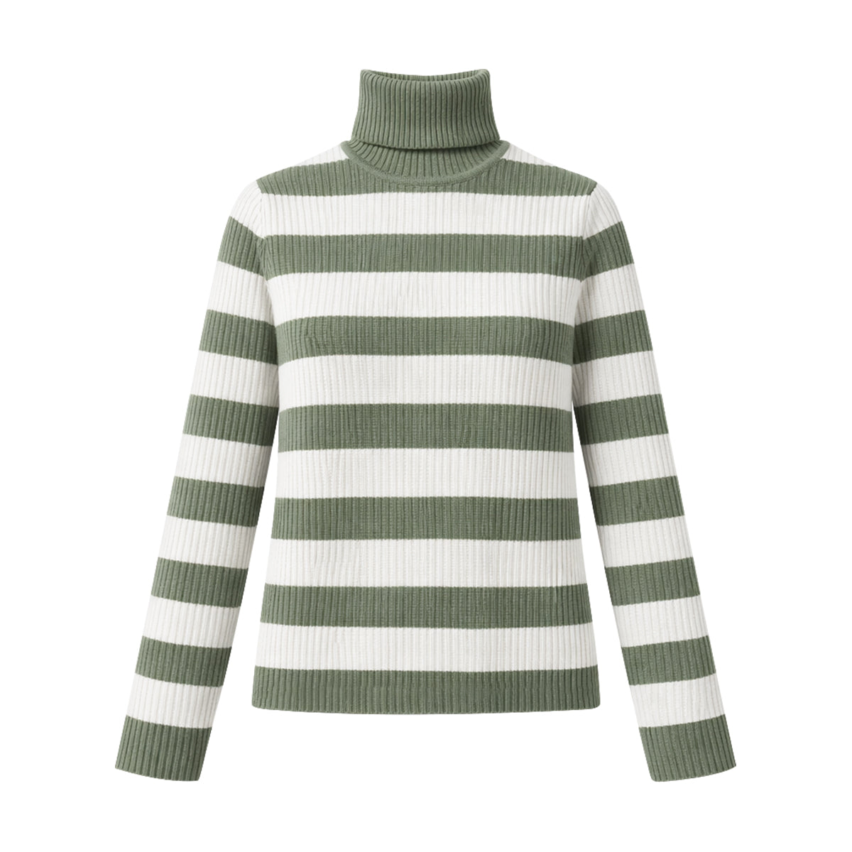 Womens Ribbed Striped Soft Knit Turtleneck Sweater