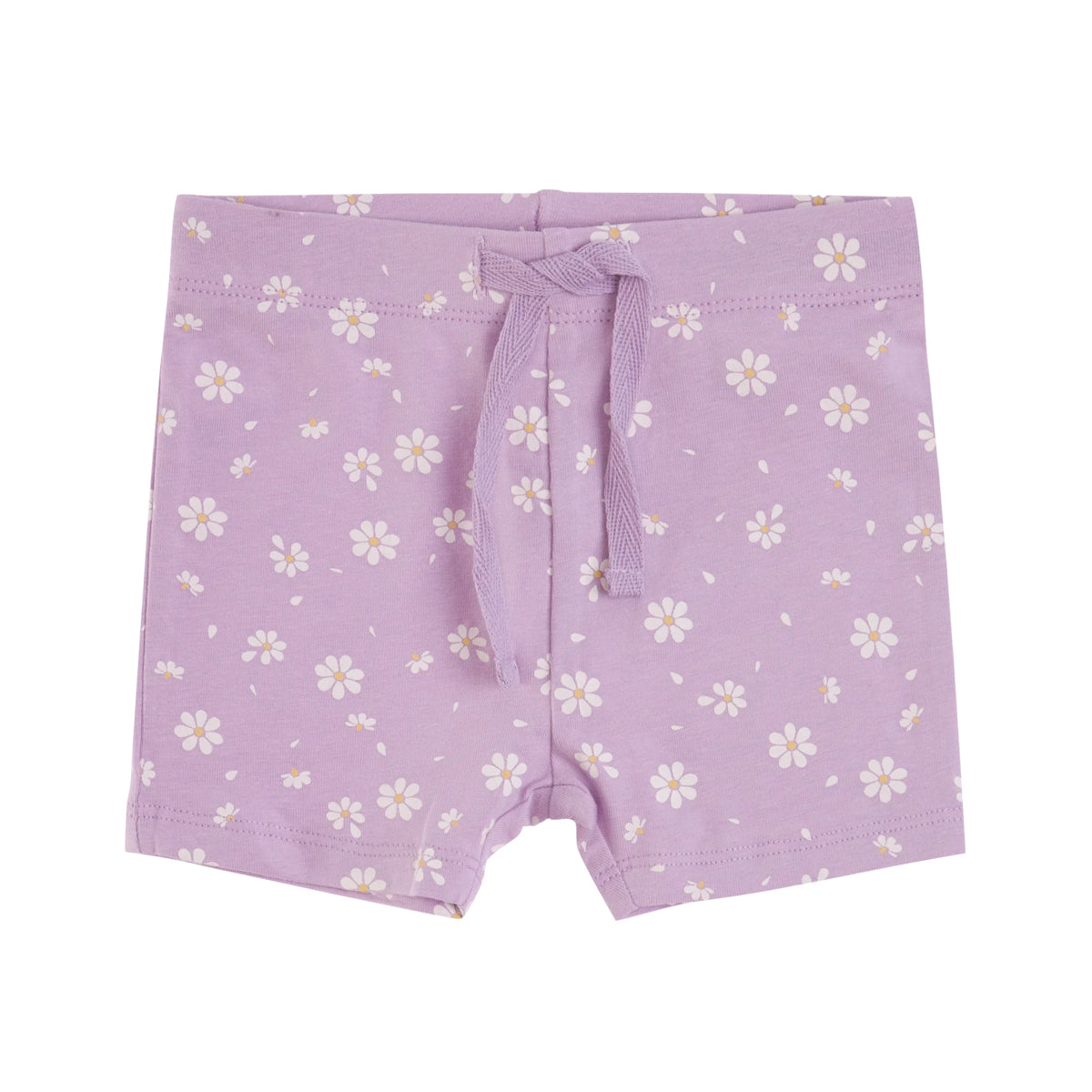 Baby Girls Soft Stretch Cotton Print Bike Shorts With Drawstring
