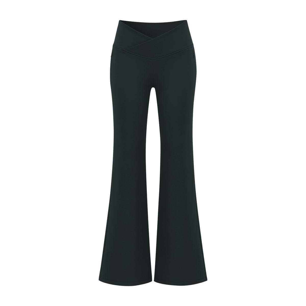Womens High Waist Crossover Flare Yoga Leggings with Side Pocket