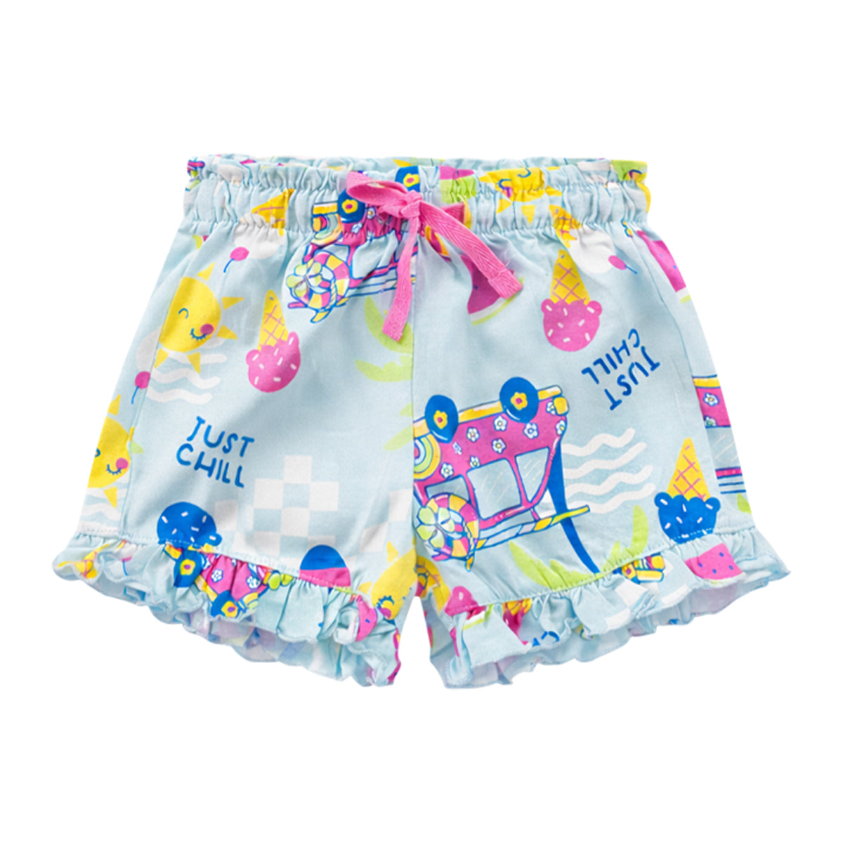 Baby Girls Cute Printed Soft Cotton Summer Frill Shorts