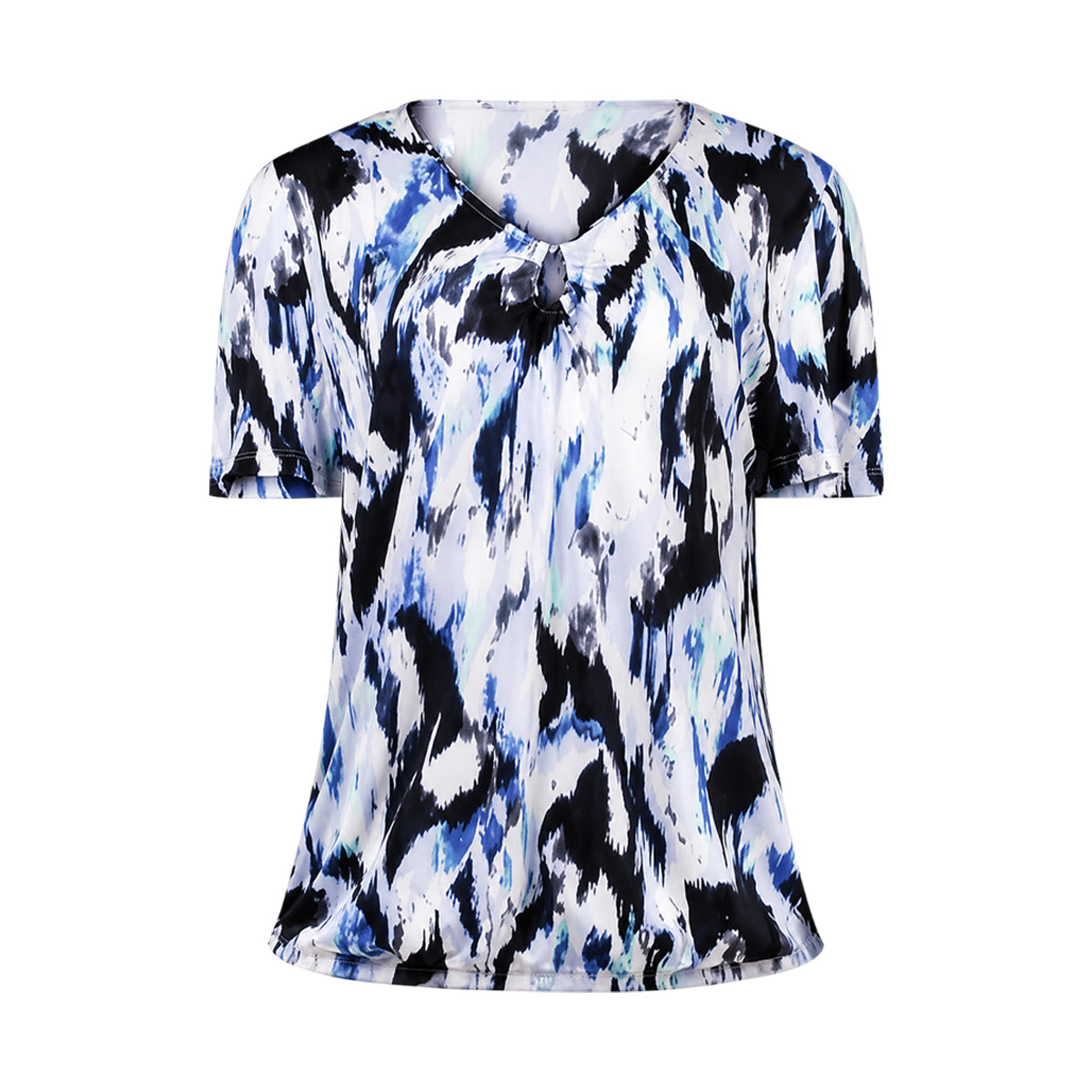 Womens Printed V-Neck Soft Stretch Casual Short Sleeve T-Shirt
