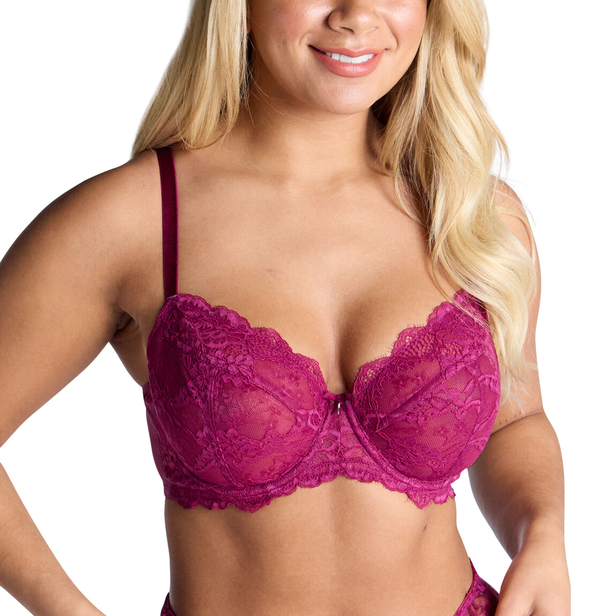 Womens Lace Non-Padded Underwired Balconette Bra
