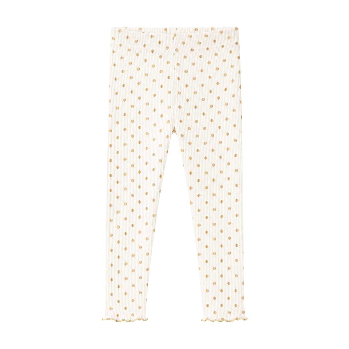 Girls Ribbed Soft Cotton Ruffle Hem Leggings