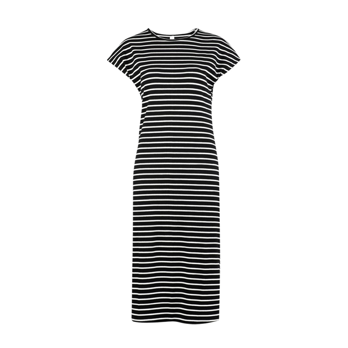 Womens Casual Side Slit Ribbed Midi Dress