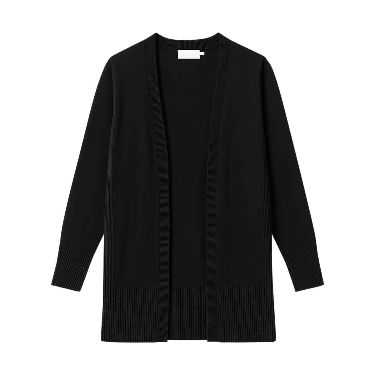 Womens Classic Open-Front Ribbed Hem Knit Cardigan