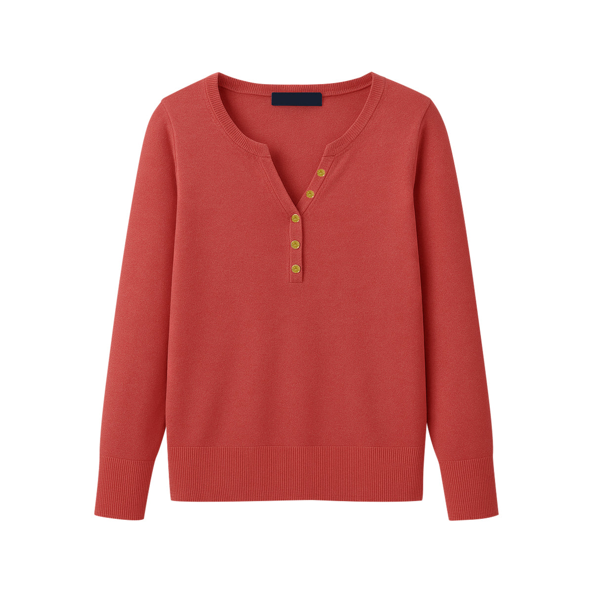 Womens Premium Long Sleeve Soft Knit Henley Sweater