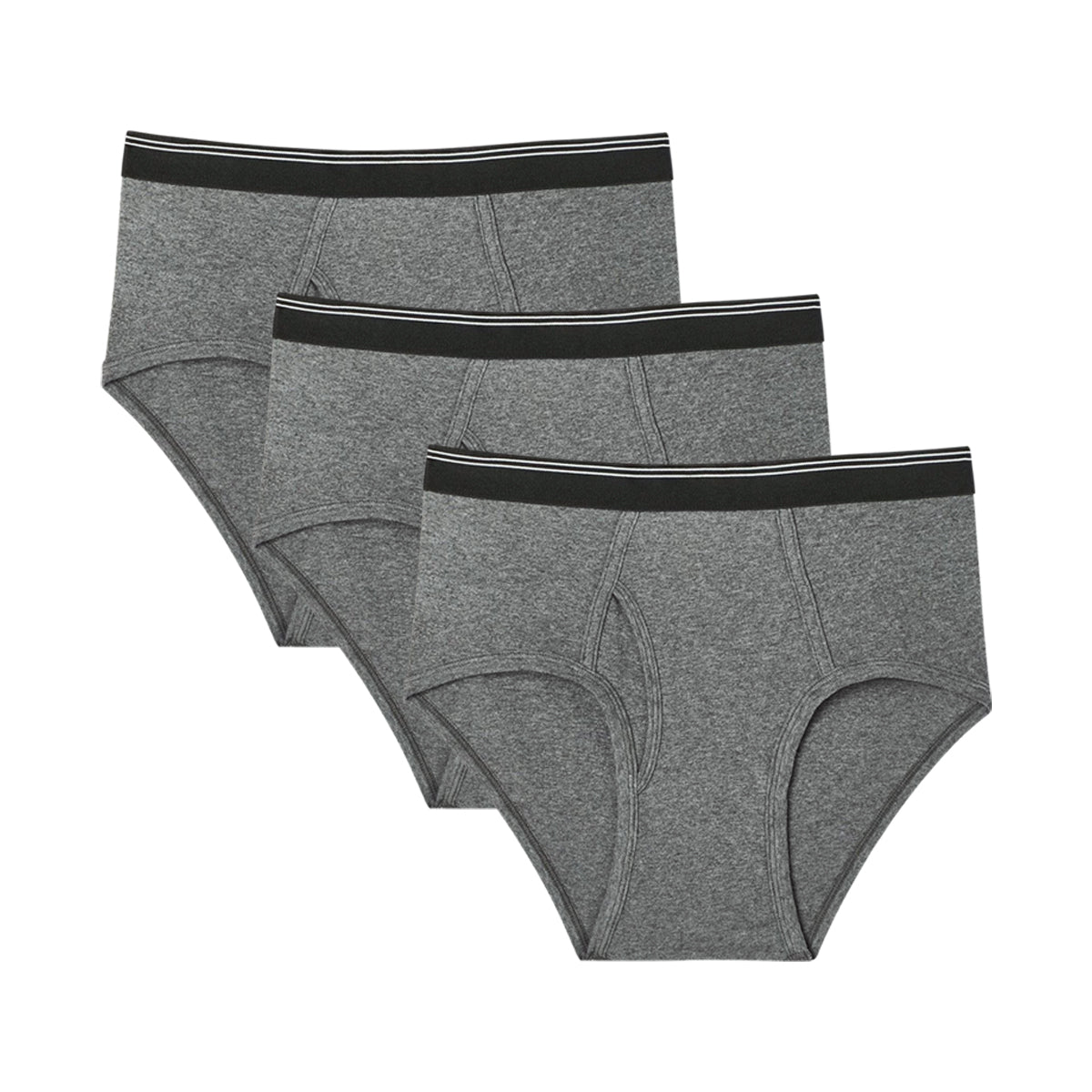 Pack of 3 Mens Solid Cotton Ribbed Mid Rise Brief Underwear