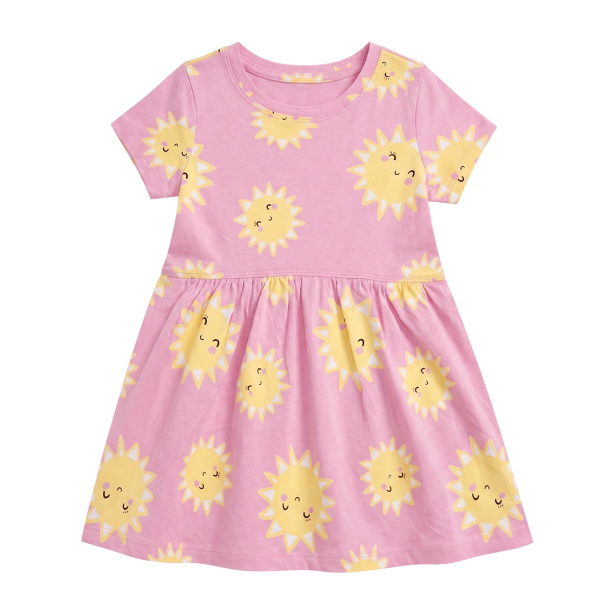 Girls Cotton Printed Short Sleeve Casual Frock Dress