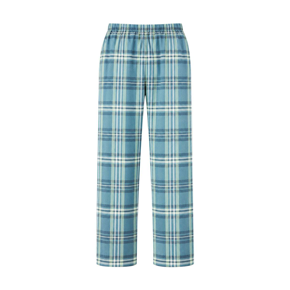 Womens Elastic Waist Relaxed Fit Check Trousers Pants