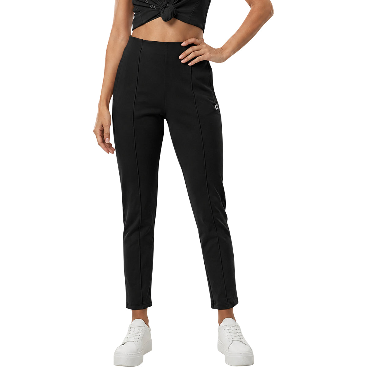 Womens High Waist Stretch Straight Yoga Leggings with Side Pocket