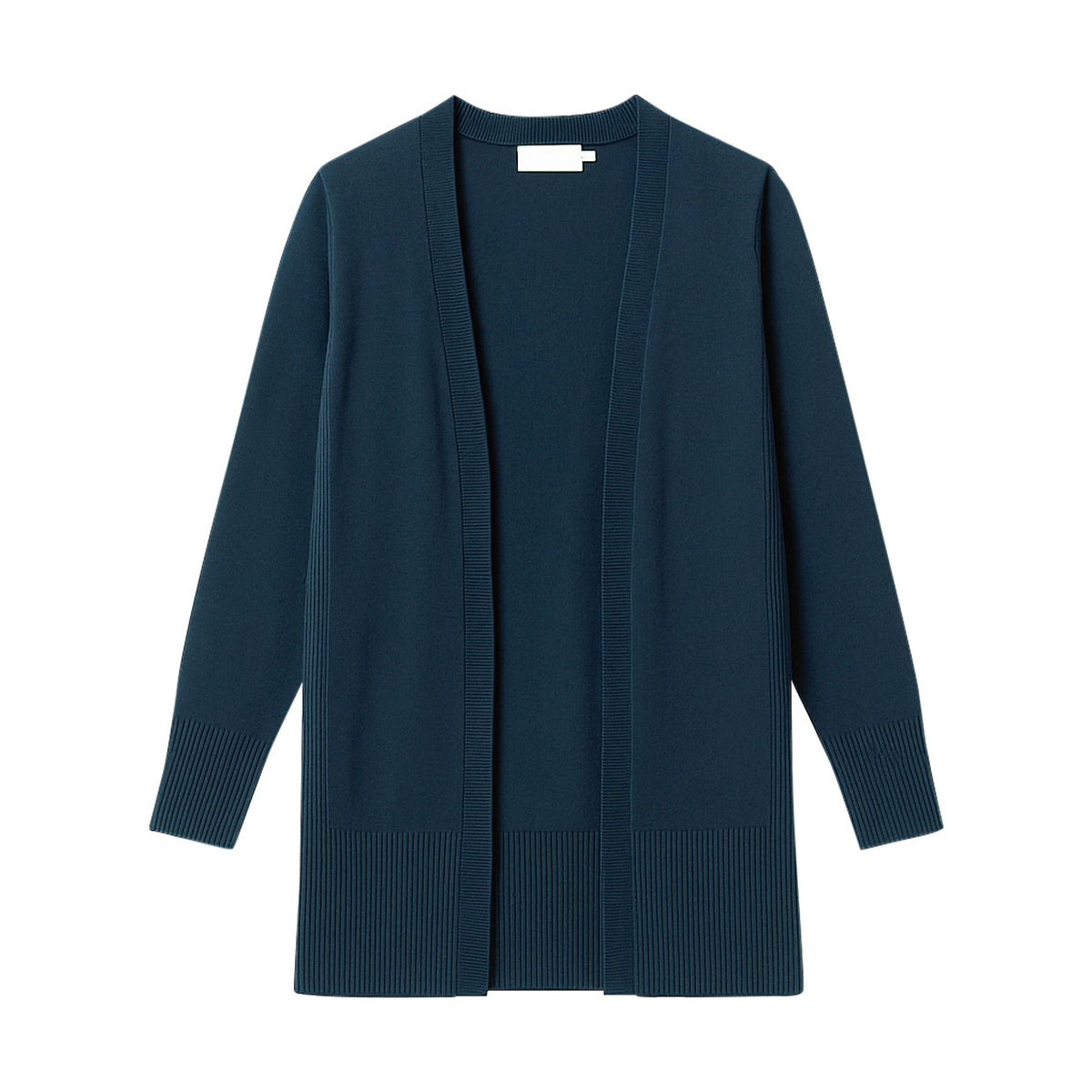 Womens Classic Open-Front Ribbed Hem Knit Cardigan