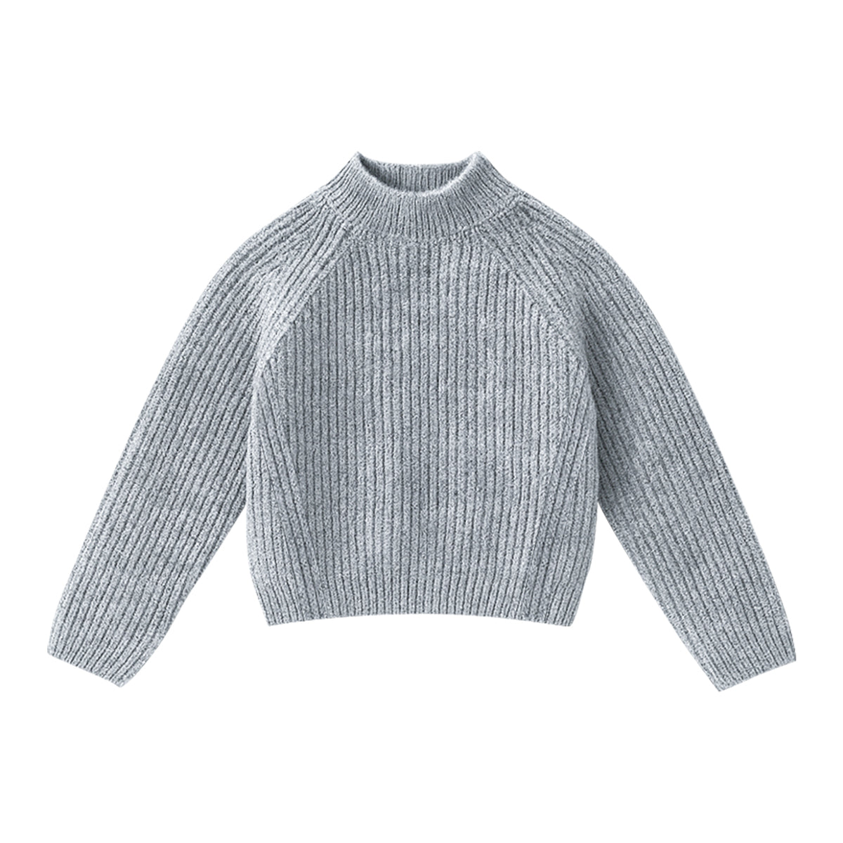 Kids Ribbed Knit Pullover Mock Neck Sweater