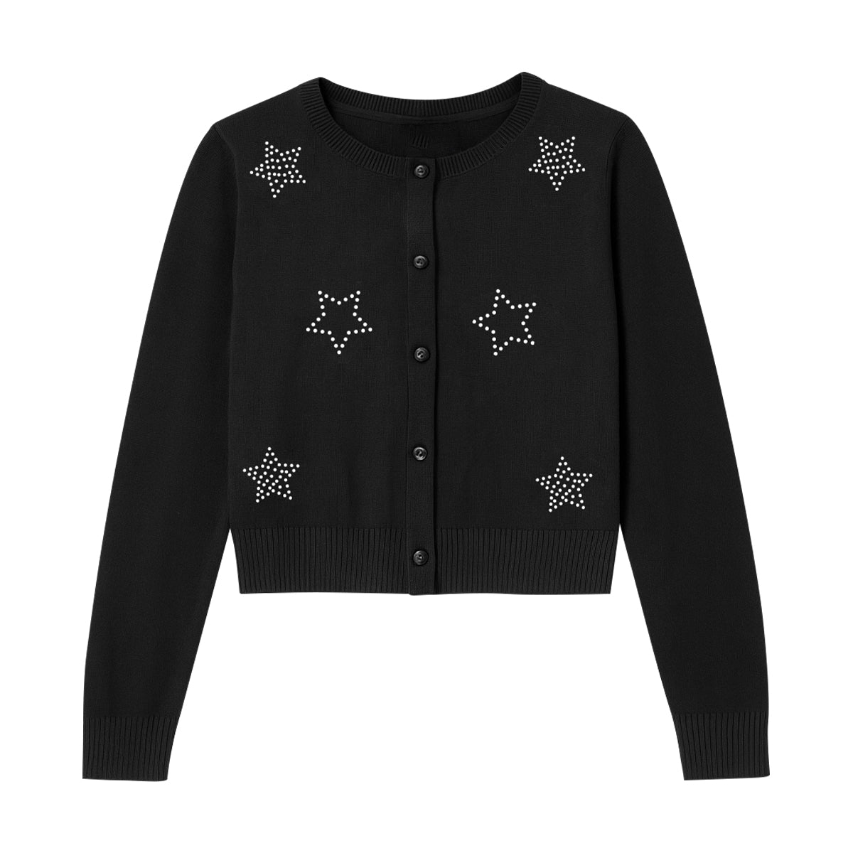 Girls Premium Rhinestone Knit Button Cardigan