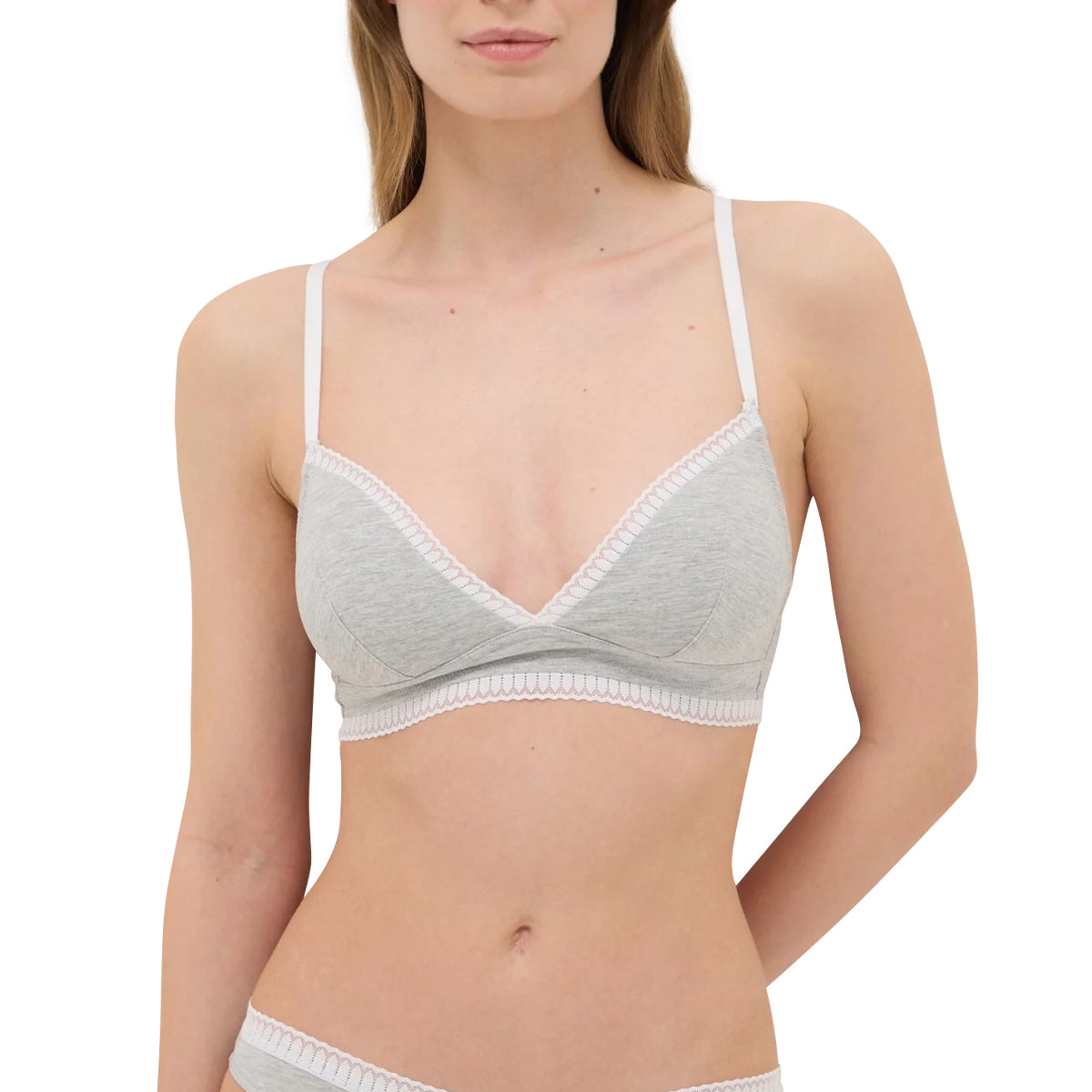 Womens Padding & Adjustable Straps Triangle Cotton Bra with Lace