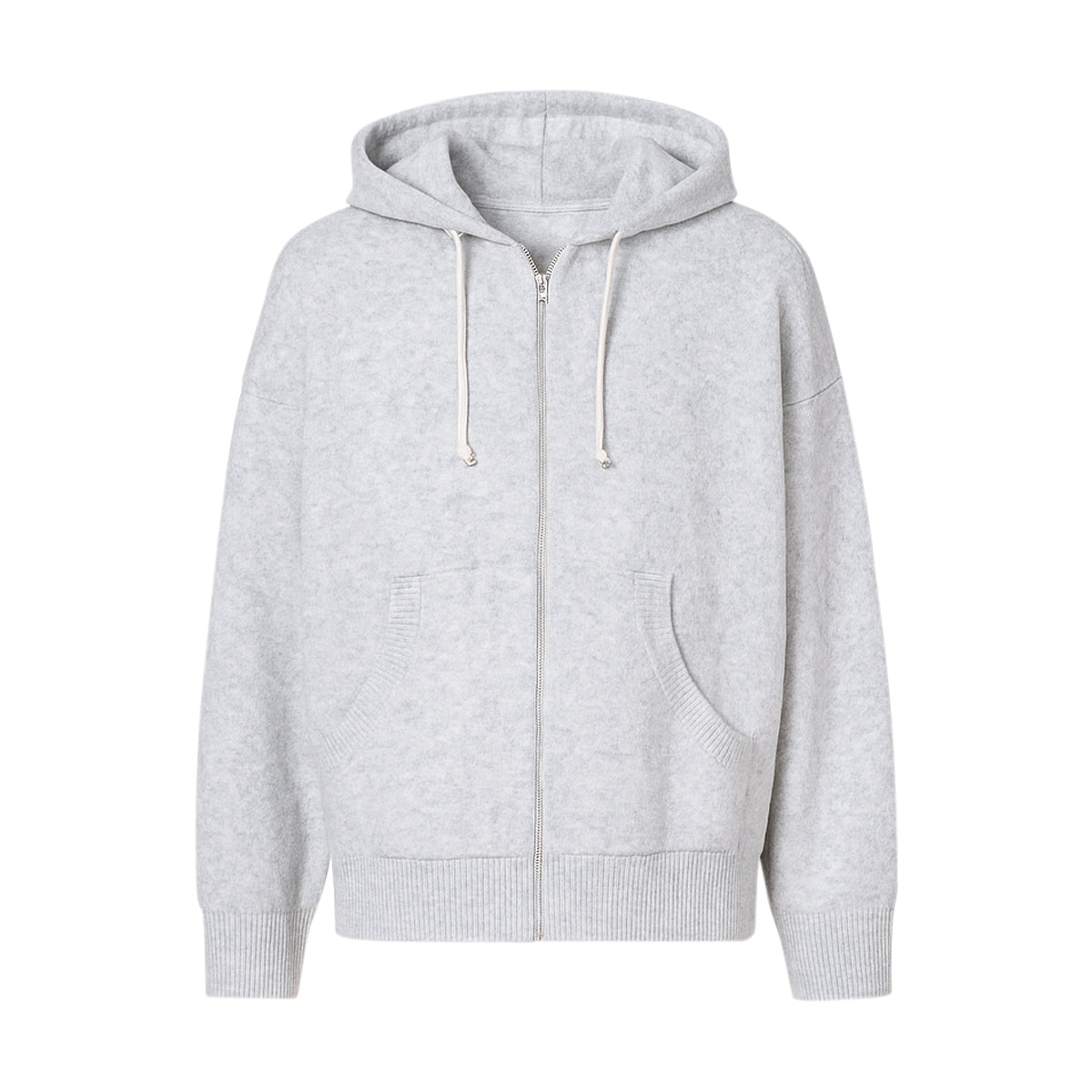 Womens Wool Blend Zip-Up Hoodie with Pockets