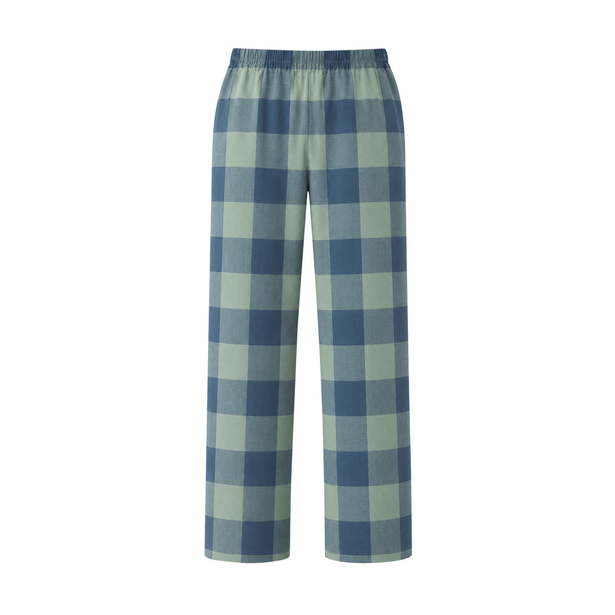 Womens Elastic Waist Relaxed Fit Check Trousers Pants