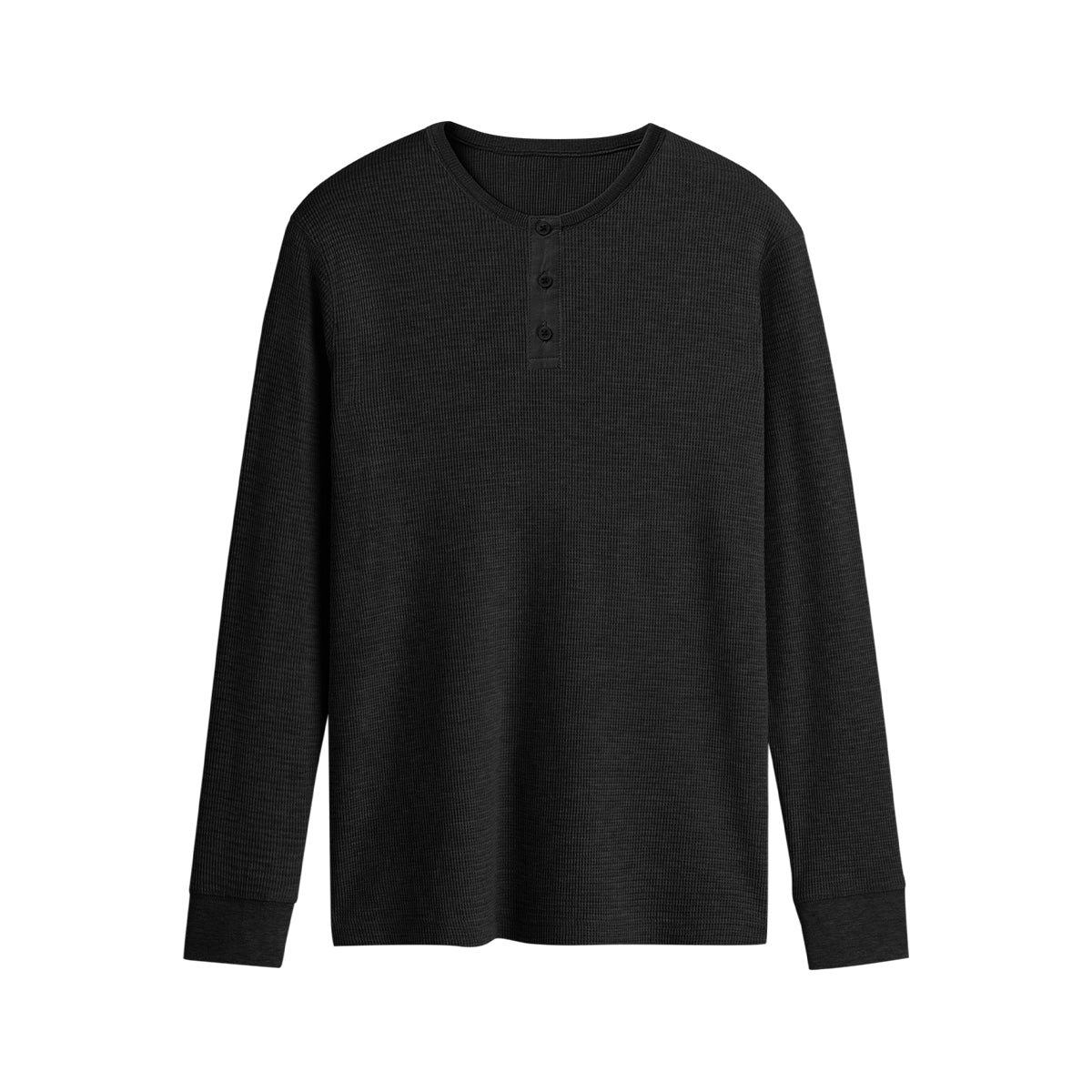 Men’s Waffle Knit Long Sleeve Henley T-shirt