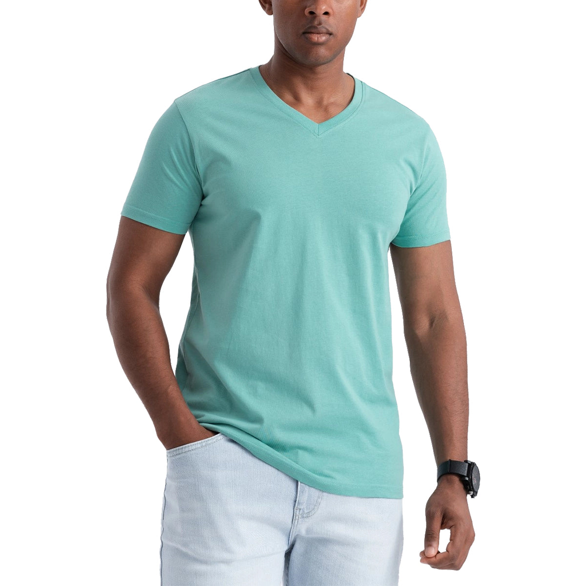 Men's Short Sleeve V-Neck Cotton T-Shirt