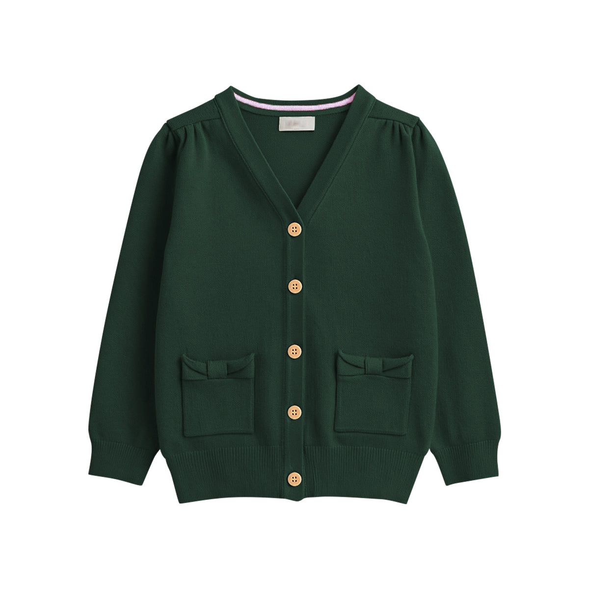 Girls Cotton Knitted Cardigan Sweater With Pocket