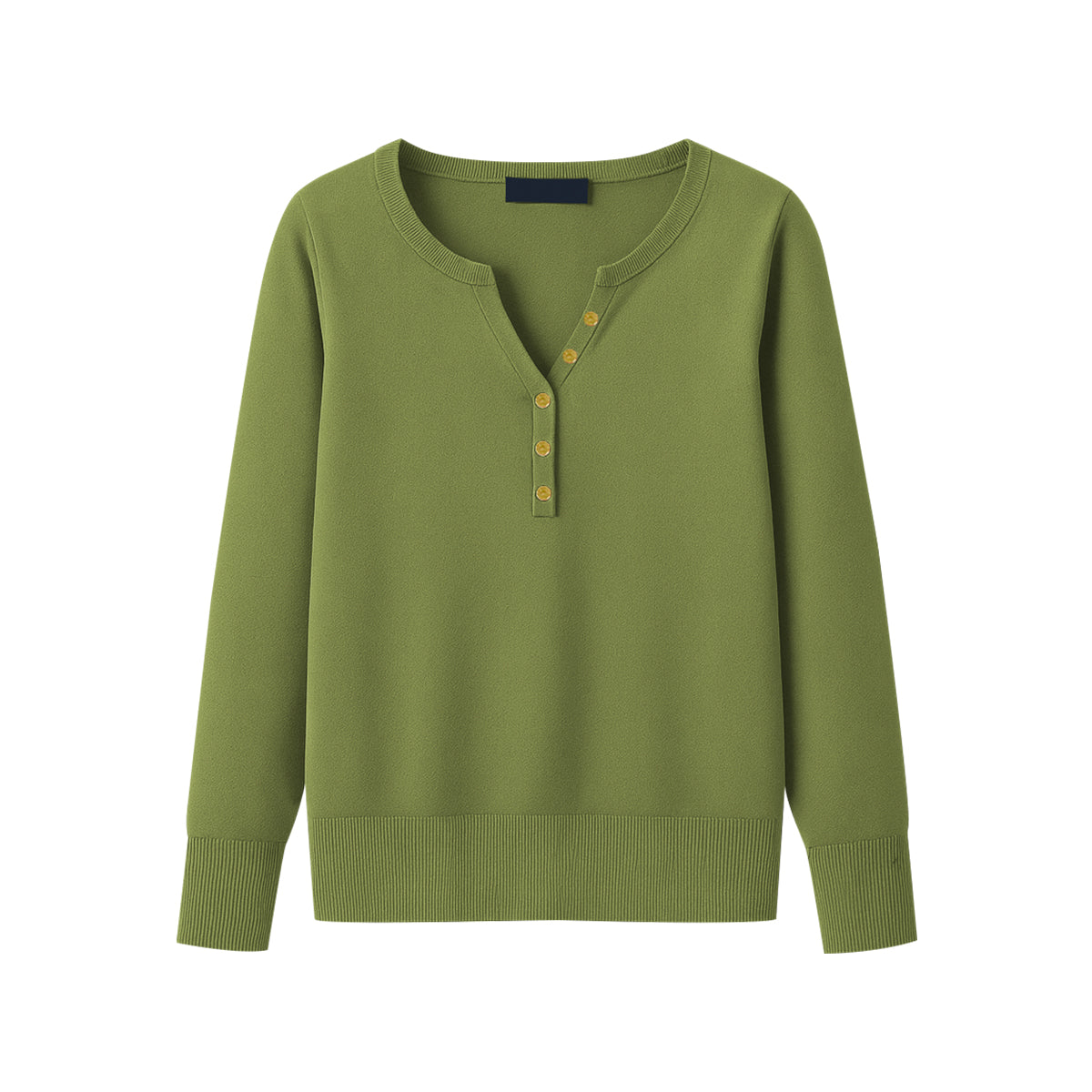 Womens Premium Long Sleeve Soft Knit Henley Sweater