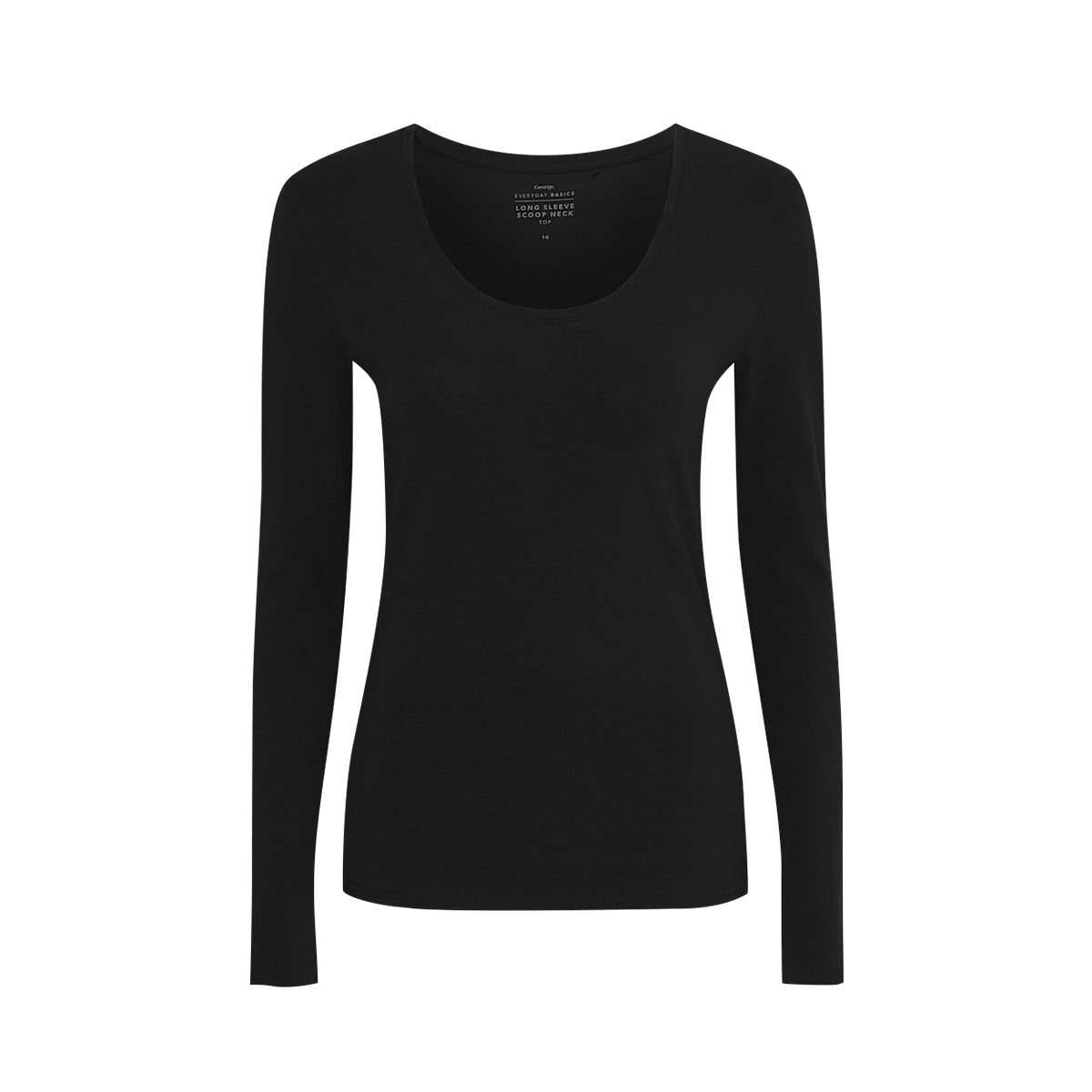 Womens Scoop Neck Long Sleeve Cotton Jersey T-Shirt